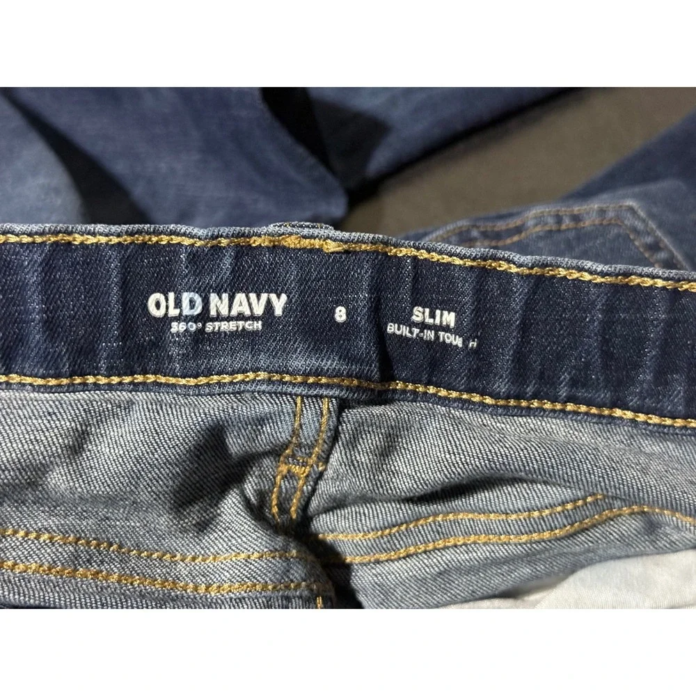 Old Navy Boys Slim 360 Stretch Jeans Blue Built-In Tough Size 8 Adjustable Waist